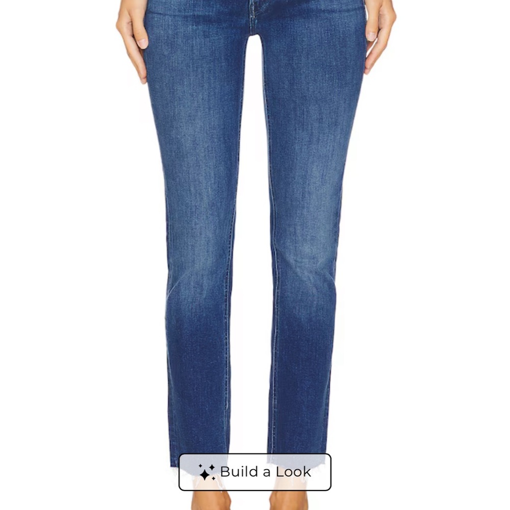 MOTHER Blue Ankle Crop Straight Jeans